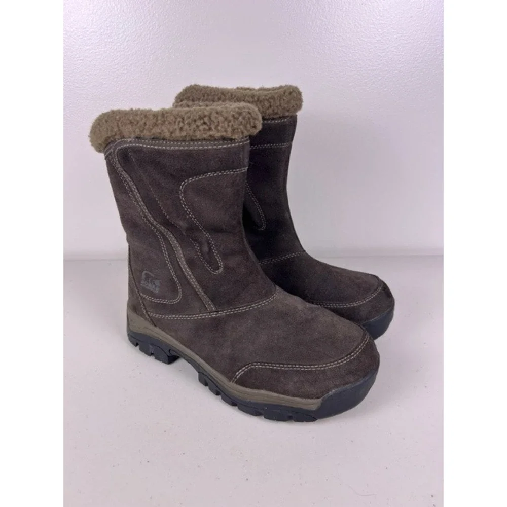 Sorel Waterfall Brown Suede Thinsulate Insulated Winter Snow Boots Size 8